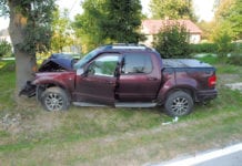 Rozbił się na drzewie