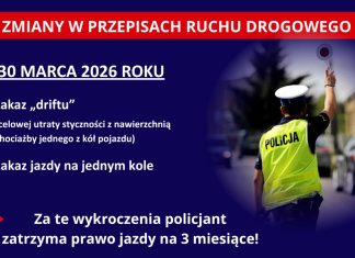 Wchodzi zakaz driftowania i jazdy na jednym kole