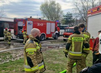 Potężny pożar hali i autobusów